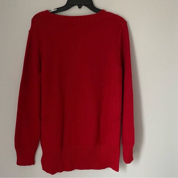 Grace Elements Women’s Crew Neck Red Knit Sweater with Rhine Stones size L - Picture 3 of 3